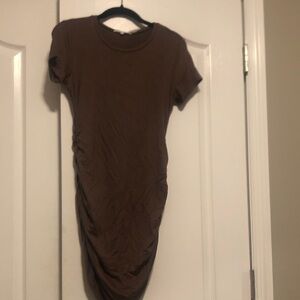 Elegant Brown Ruched Mini Dress